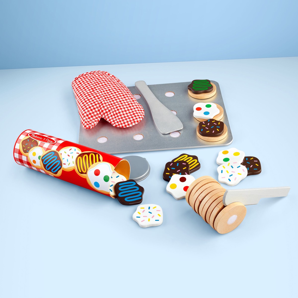 Melissa Doug Slice and Bake Cookies Wooden Play Food Set With Toppings