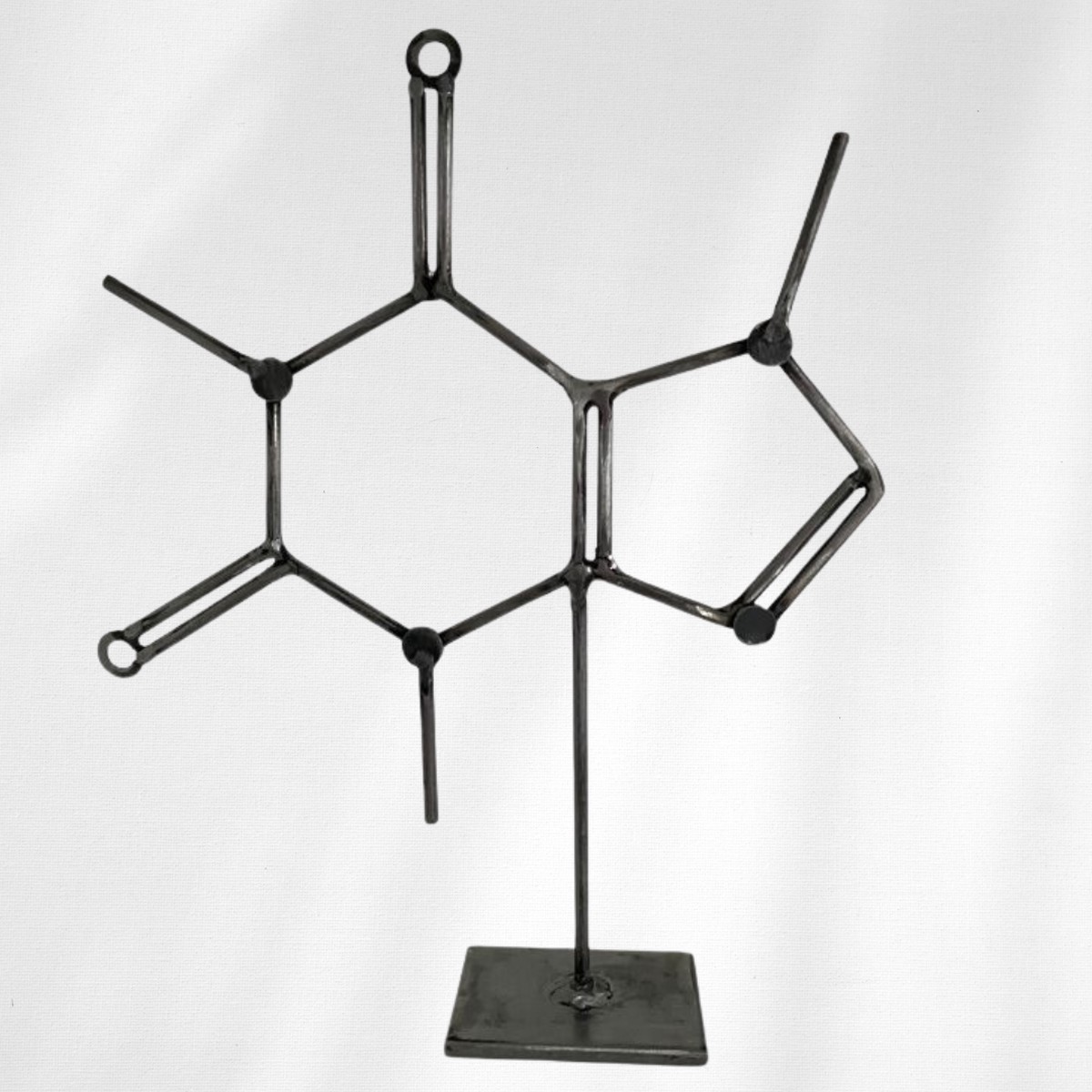 Caffeine Molecule Sculpture Handmade Metal Caffeine Decor Steel Tabletop Chemistry Art Science Gift for Coffee Lovers Office Desks Labs