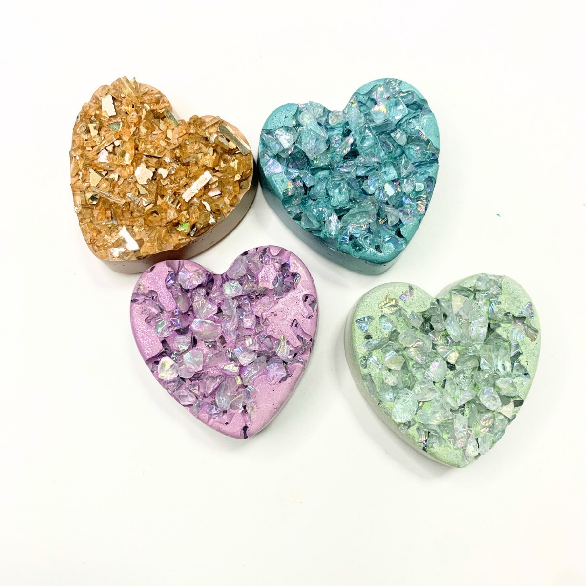 Large Crystal Heart Concrete Magnet