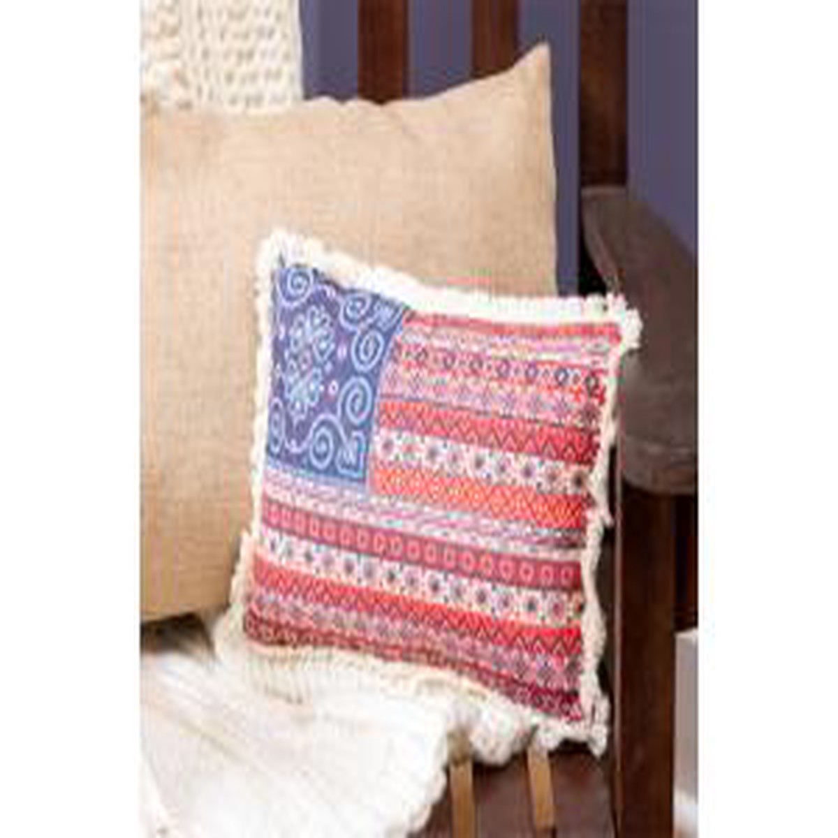 Americana BOHO by JG Flag Frayed Edge Travel Pillow
