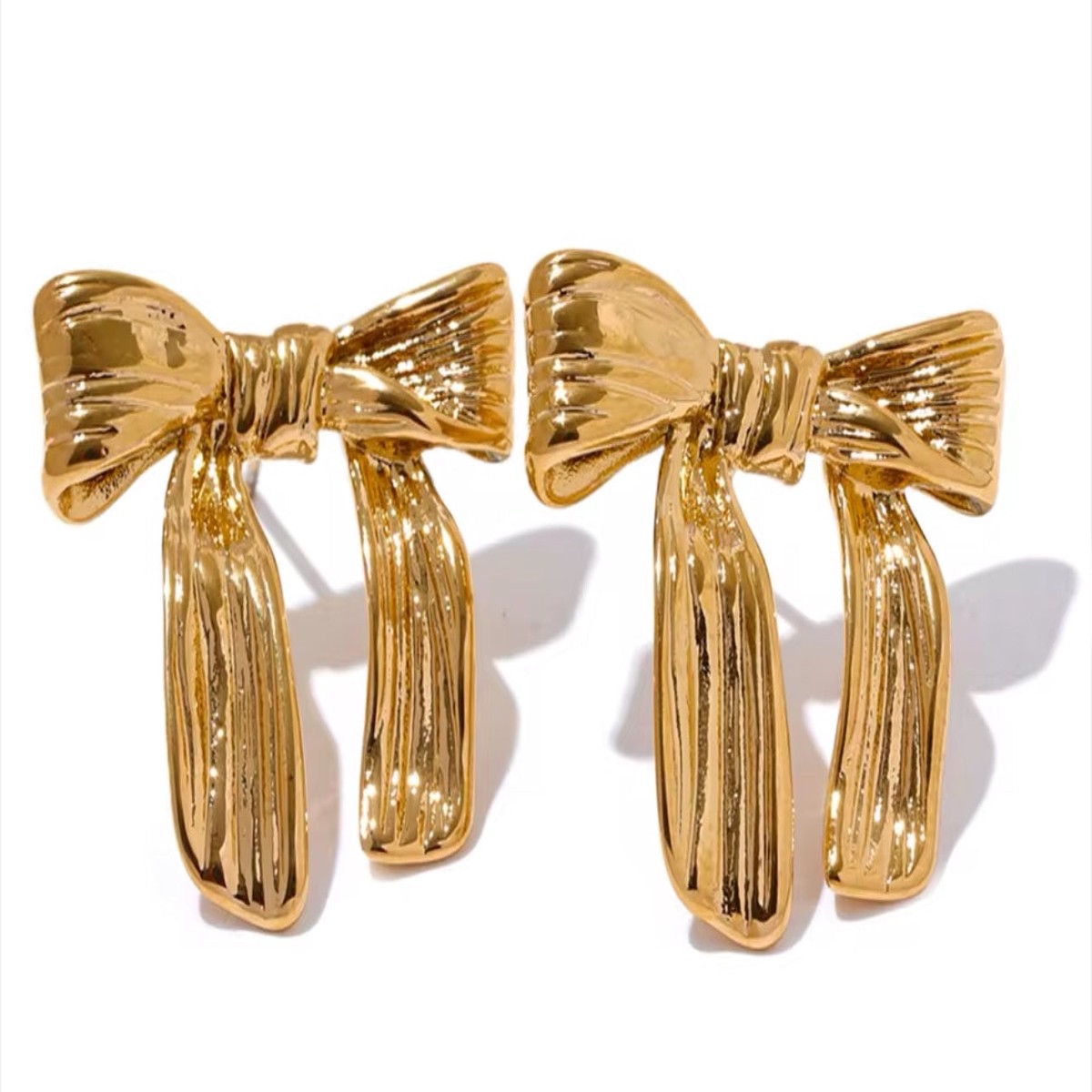 Chunky Gold Bow Earrings