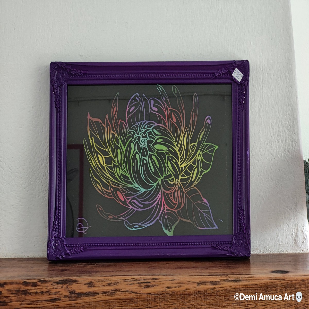Framed Original Rainbow flower