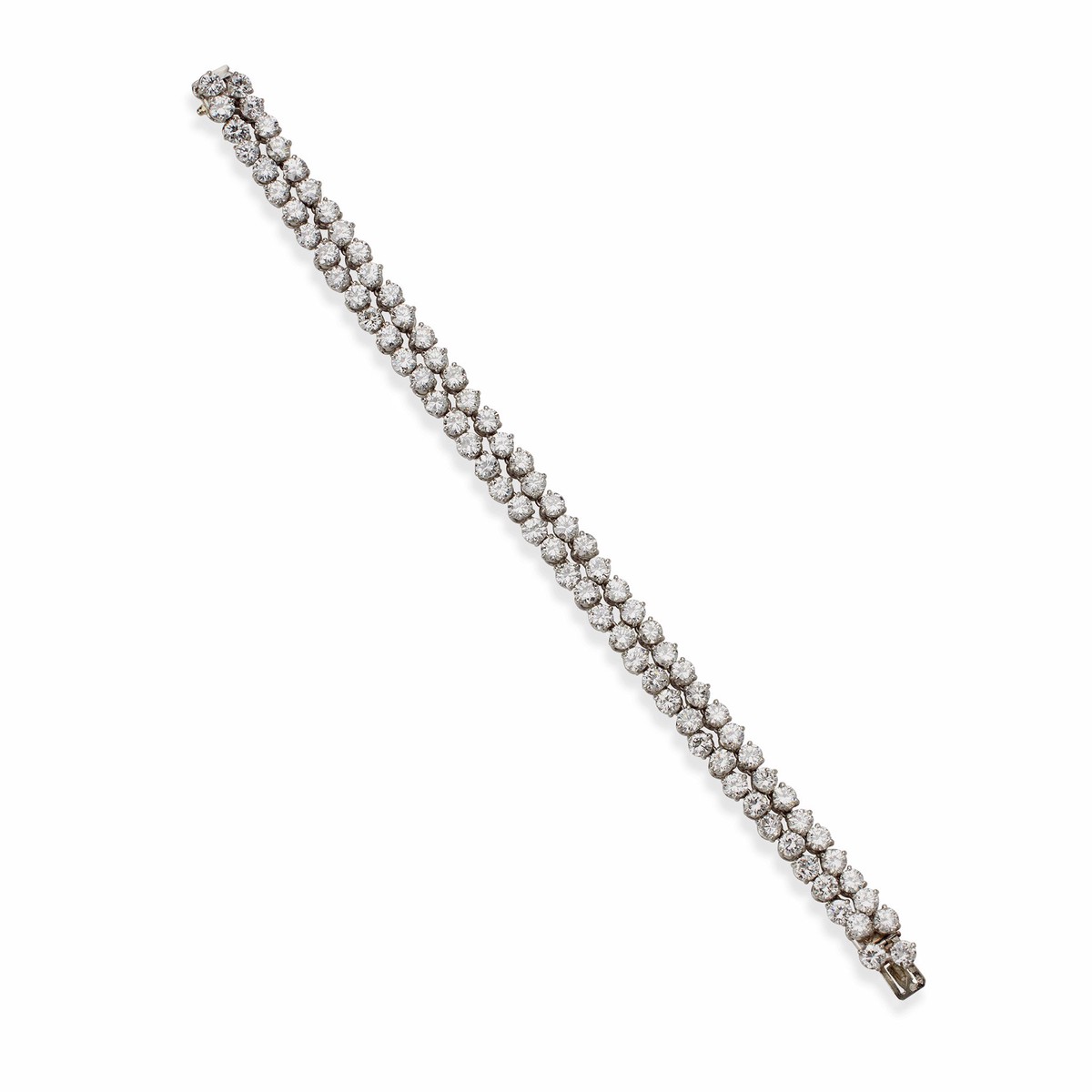 French Platinum and Diamond Double Line Bracelet Bijouterie Bouchet