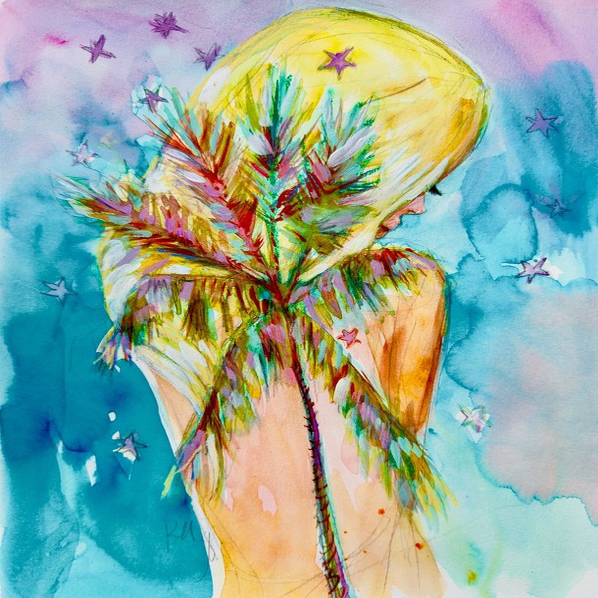 Palm Blonde Print