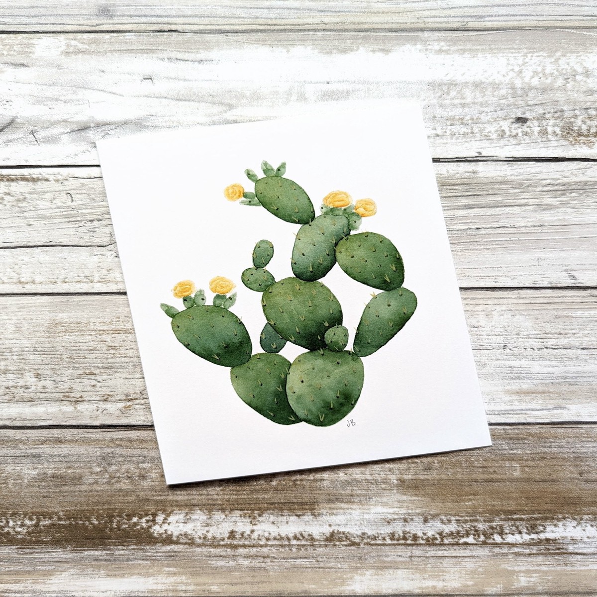 Prickly Pear Cactus Watercolor Card