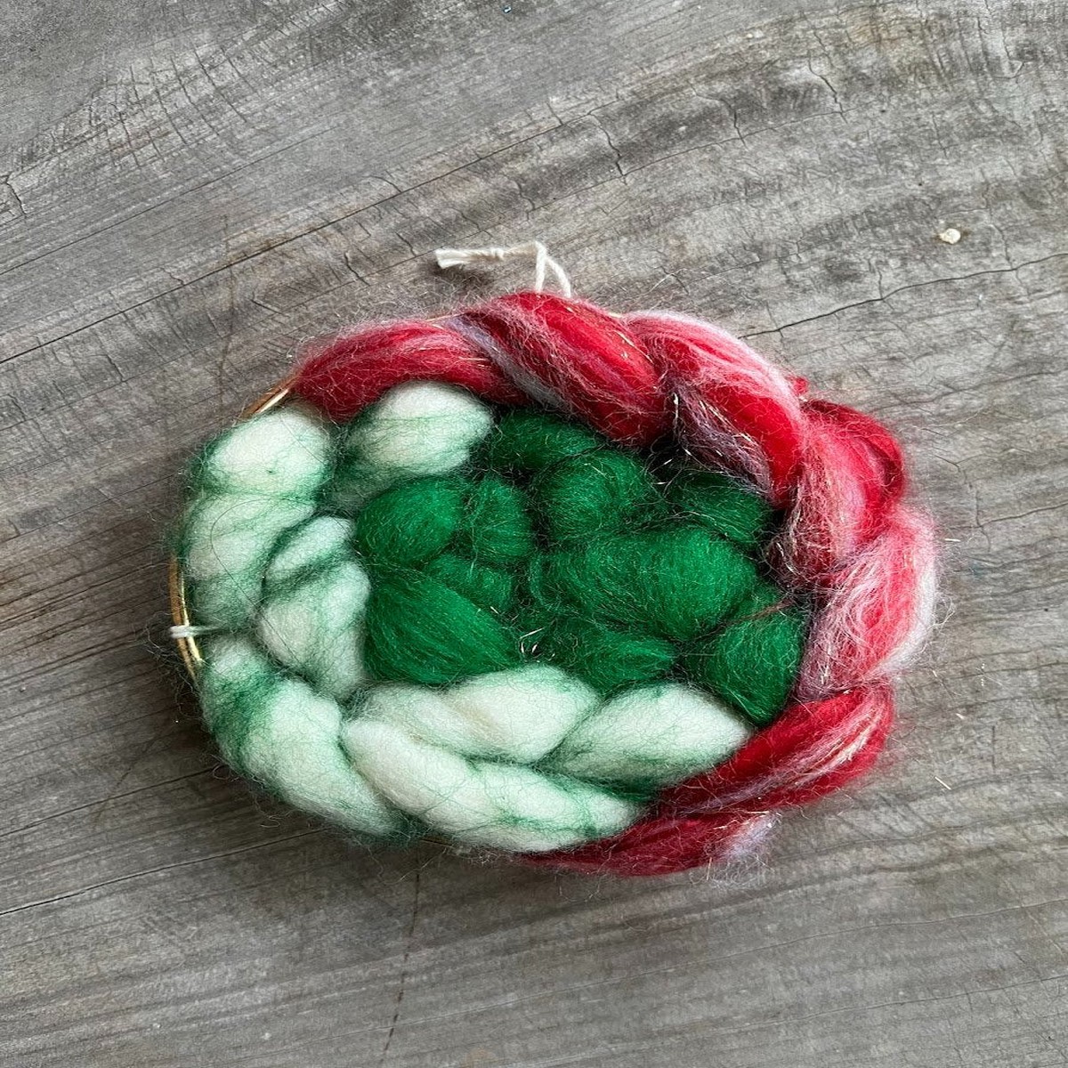 Candy Cane Wreath Woven Ornament