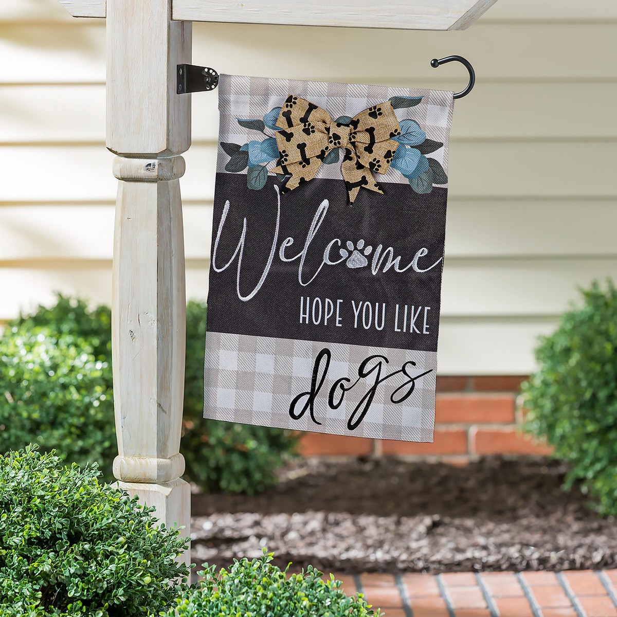 Dogs and Checks Garden Burlap Flag