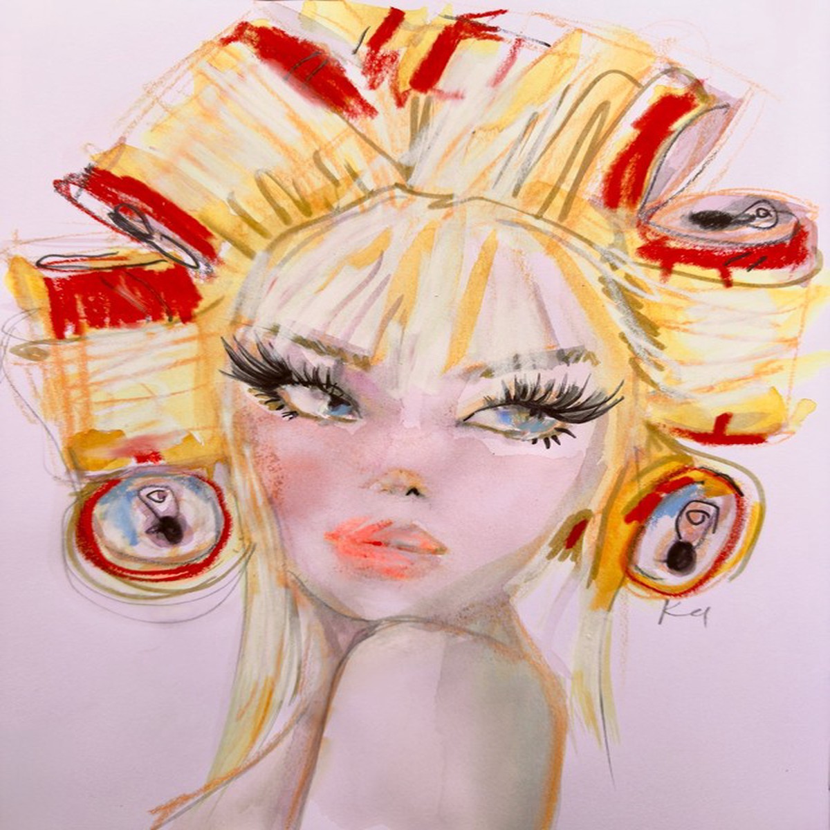 Blonde Curlers Print