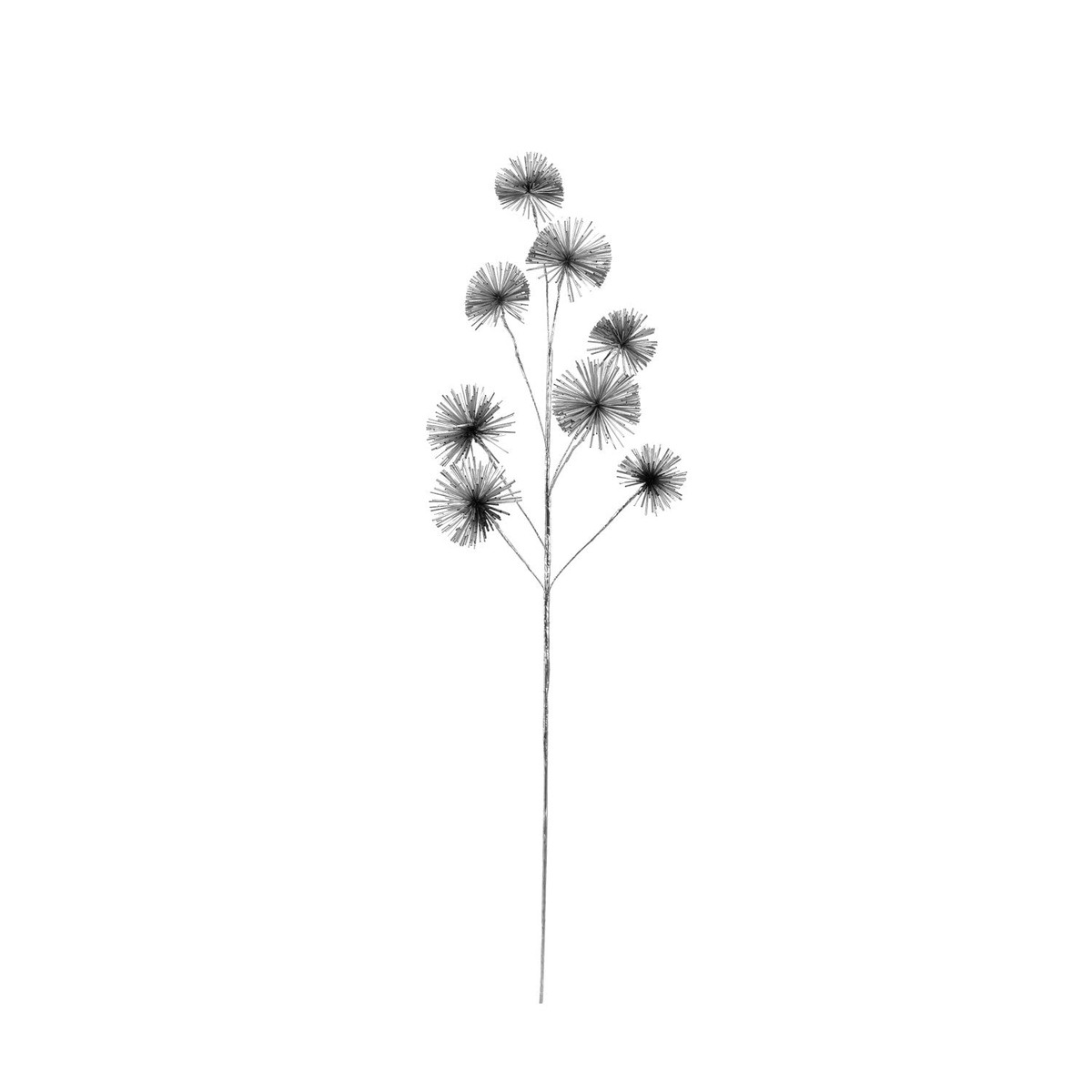 Plastic Tinsel Ball Stem Silver Color