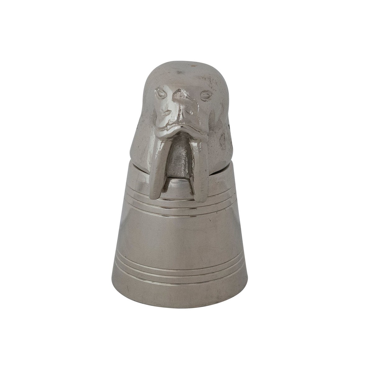 2 oz Cast Aluminum Stainless Steel Walrus Head Jigger in Kraft Box