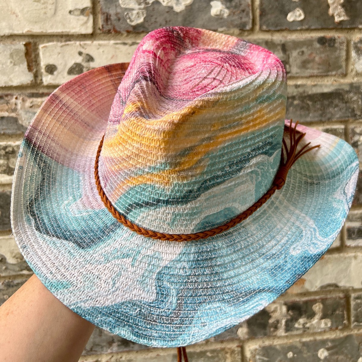 Rainbow Agate Straw Cowboy Hat